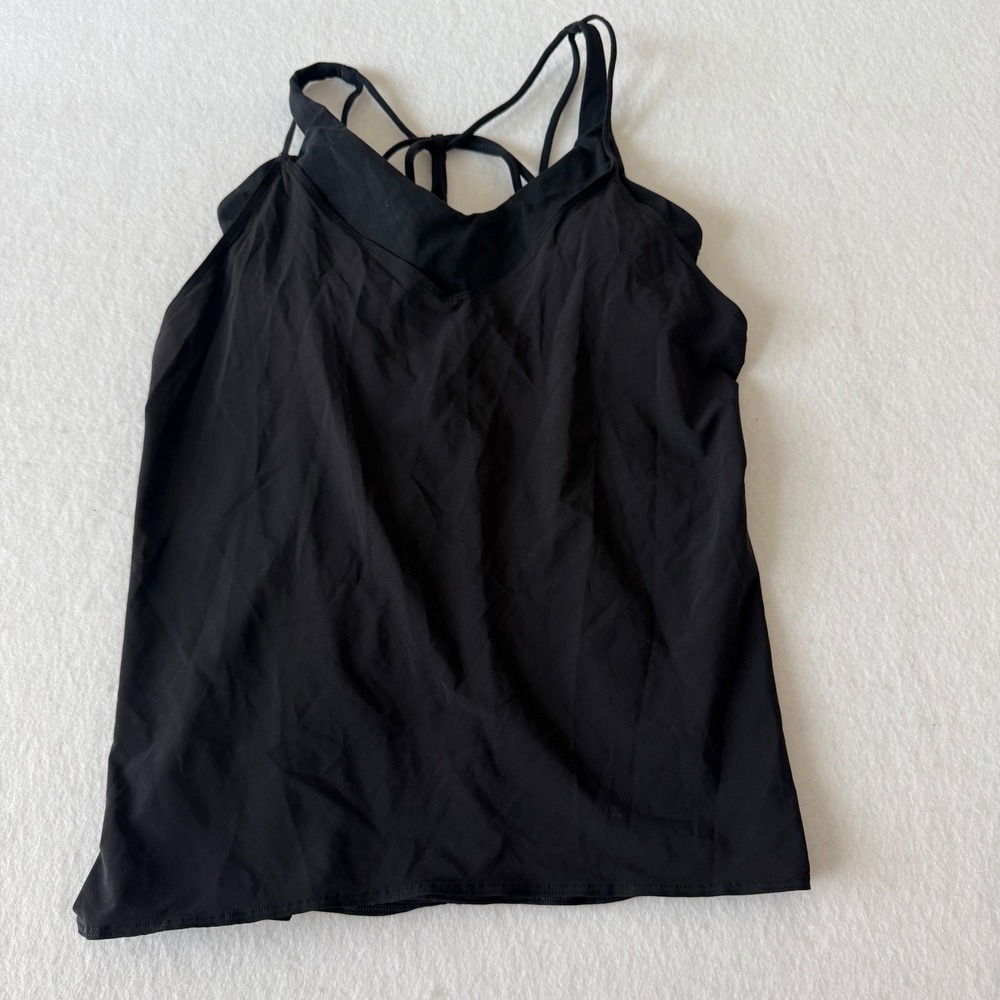 Athleta Strappy Back Yoga Tank Top Women Size S Black